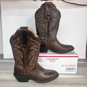 Shyanne Rival Western Round Toe Boots Womens 7C Leather Like New Brown Cowboy